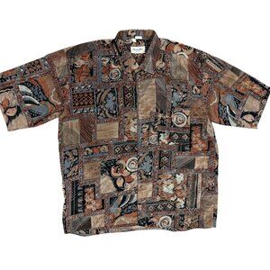 Vintage Christian Dior Paris 100% Silk Short Sleeve Shirt Patchwork XXL